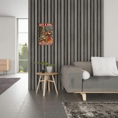 Vista 6 de Letrero de metal con texto en inglés "Just a Girl Who Loves Christmas", póster de hojalata para árbol de Navidad, decoración conmovedora de pared