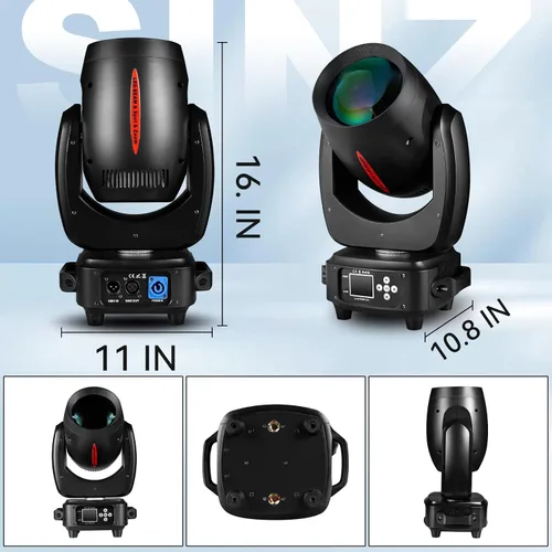 Vista 3 de Luz DJ Cabeza Móvil 180W LED Spot Haz Zoom Iluminación 14 Gobos 12 Colores Prismas Giratorios RDM DMX Luces de Escenario para Discoteca Club Fiesta