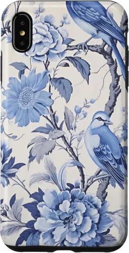 Vista 11 de Chinoiserie Floral Toile Blue and White Case for iPhone 16
