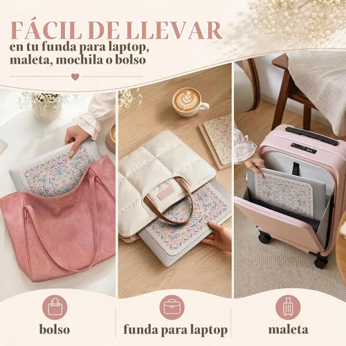 Vista 6 de iCasso Alfombrilla de mouse estética pequeña con diseño floral, mini alfombrilla de mouse portátil rosa, antideslizante y cómoda, de tela para mouse