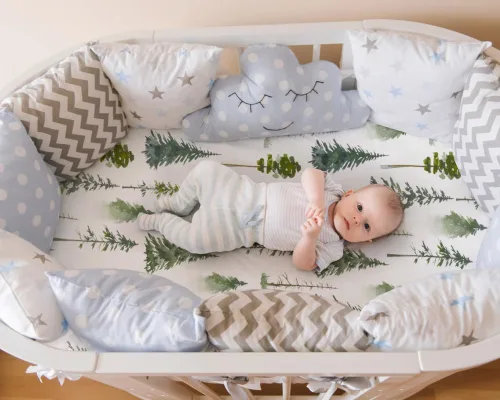Vista 4 de Juego de 4 sábanas para moisés de madera neutra, unisex, para moisés estándar para bebés, niños o niñas