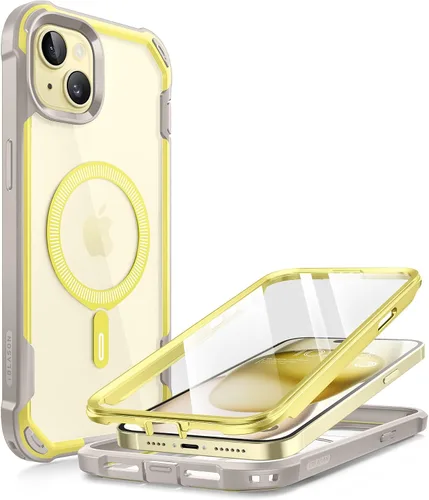 Vista 10 de i-Blason AresMag - Funda protectora transparente para iPhone 15/14/13 de 6.1 pulgadas, compatible con MagSafe, a prueba de golpes, con protector