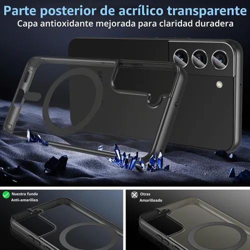 Vista 7 de Hensinple Funda Magnética para Samsung Galaxy S22, Funda para Teléfono Galaxy S22 [Compatible con MagSafe], Cubierta Magnética Transparente