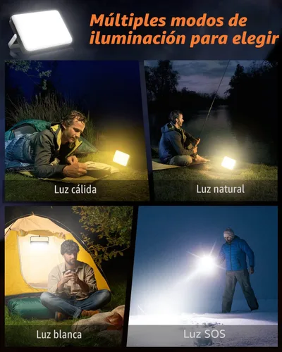 Vista 4 de Eventek Linterna LED recargable para campamento, 20000 mAh, luces de campamento portátiles de hasta 144 horas y 4 modos de luz, IPX5 impermeable