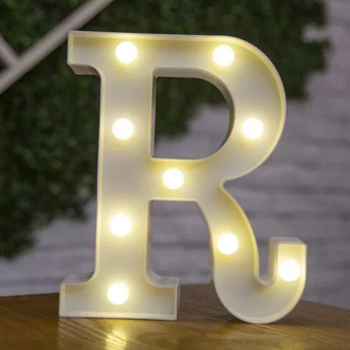 Vista 20 de anso Letras LED del alfabeto con números iluminados, letras de plástico blanco, decoración de pie de la A a la Z 0 ~ 9 (rosa corazón)