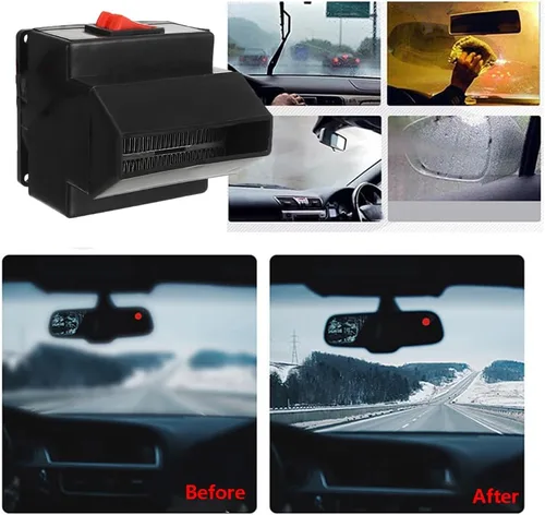 Vista 9 de MASO - Calefactor portátil para coche de 12V 150W - Ventilador de alta potencia para parabrisas de automóvil, calentamiento rápido, descongelador
