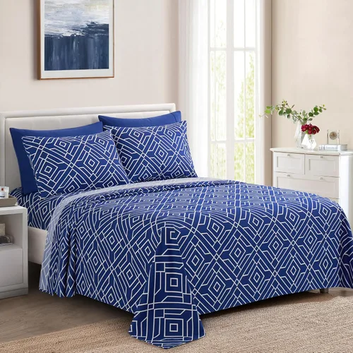 Vista 29 de Marina Decoration Ropa de cama ultra suave y sedosa con bolsillo profundo con estampado rico de rayón derivado de bambú para todas las estaciones