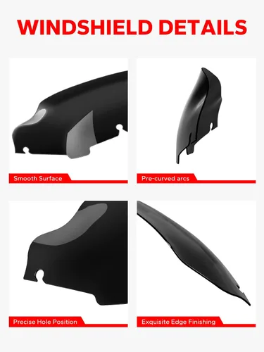 Vista 5 de Amazicha Parabrisas delantero negro de 6 pulgadas compatible con Harley Electra Street Glide Touring 1996-2013