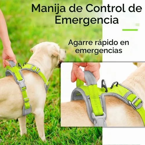 Vista 7 de ThinkPet - Arnés sin tirón para perros pequeños, medianos y grandes, chaleco acolchado reflectante con asa, ajustable estilo estrella Verde