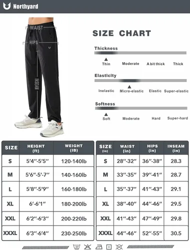 Vista 7 de NORTHYARD Men's Athletic Running Joggers Workout Gym Pants Lightweight Jogging Pants Open Hem Sweatpants