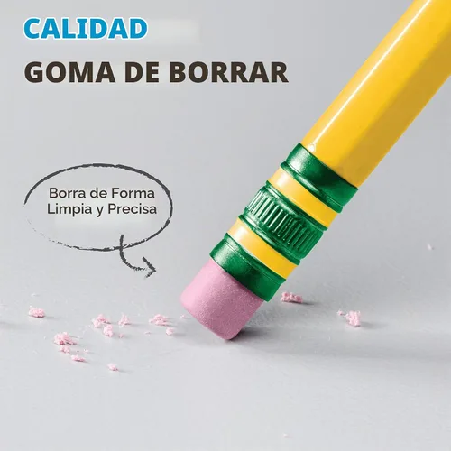 Vista 6 de Ticonderoga Lápices de madera, preafilados, 2 HB suaves, amarillos, 12 unidades #2 HB Suave, amarillo, 12 unidades, tamaño estándar, borrador