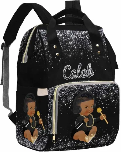 Vista 33 de Artsadd Bolsa de pañales con nombre personalizado para bebé, mochila para mamá y papá, pattern 01, Mochilas Daypack