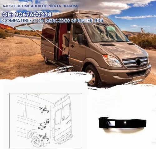 Vista 6 de Soporte de bisagra de puerta, puerta de carga trasera izquierda/derecha, guía localizadora de soporte para Mercedes Sprinter 906 2007-2016 para VW