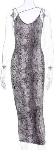 Vista 6 de Primoda - Vestido atractivo color neón, asimétrico y con tirantes delgados para mujer, de cuello en V pronunciado, sin mangas, entallado y largo