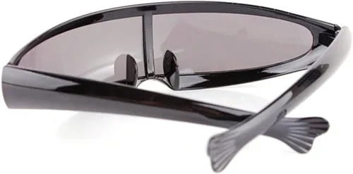 Vista 3 de Gafas de sol con visera Cyberpunk futurista con lente espejada, lentes de sol estrechos, personalidad, disfraz de cosplay, accesorios de fotos