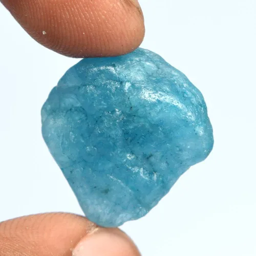 Vista 4 de GEMHUB Cristal azul aguamarina cristalina Schorl de 18.50 quilates azul aguamarina curativa cristal azul áspero, aguamarina suelta DT-298, Piedra