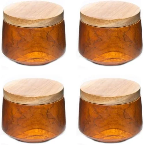 Vista 10 de Rainforest Bowls Juego de 4 cuencos de madera de Mushiwan de borde redondeado de Java con tapa, 4 pulgadas de diámetro, apto para el calor
