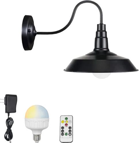 Vista 12 de Fácil de cargar e instalar, control remoto, batería recargable inalámbrica, funciona con atenuación continua, aplique de pared de diseño vintage