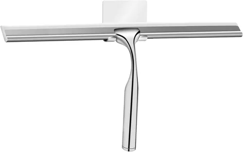 Vista 9 de Escobilla de ducha de acero inoxidable con gancho autoadhesivo, escobilla de ventana para puertas de ducha, limpiadores de espejo de baño, limpieza