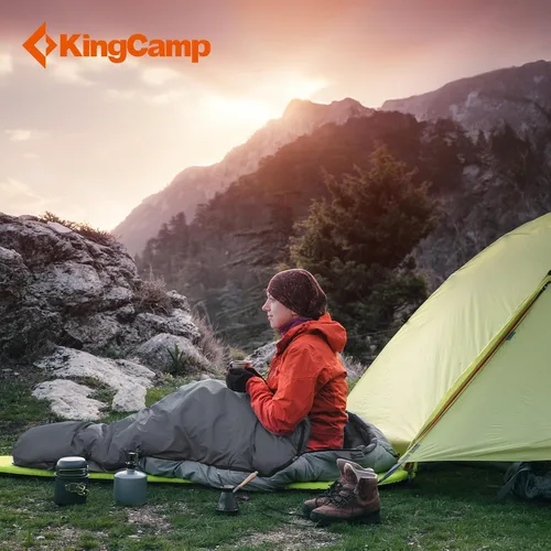 Vista 2 de KingCamp Saco de dormir tamaño Queen para adultos, parejas, XL, 20 grados y 2 personas, cálido y cómodo para acampar en familia