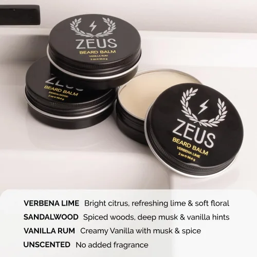 Vista 6 de ZEUS Bálsamo para barba, cera de abeja natural y bálsamo de manteca de karité, acondicionador suavizante para vello facial, fabricado en Estados