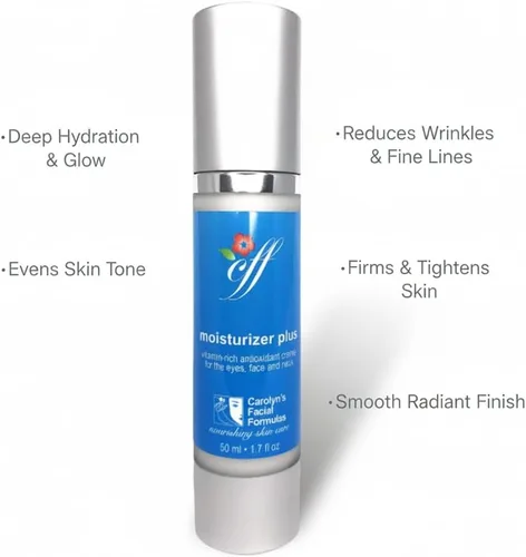 Vista 4 de Carolyn's Facial Formulas Moisturizer Plus Crema para ojos Sin crueldad animal Crema facial vegana Fabricado en Estados Unidos Hidratante