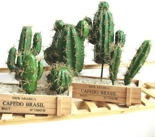 Vista 7 de FagusHome Decoración de cactus artificiales, plantas de cactus falsas, suculentas, cactus artificiales, 4 piezas sin macetas, decoración