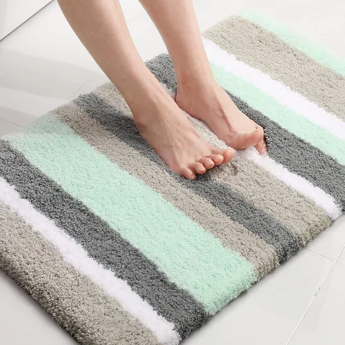Vista 12 de Buganda - Alfombras de baño de microfibra con rayas, extra gruesas, suaves y peludas, absorbentes, lavables a máquina, para baño, bañera y ducha