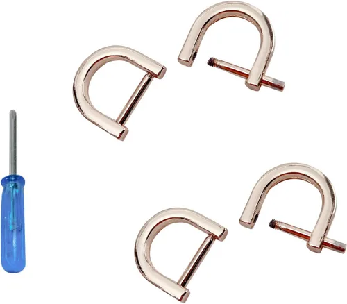 Vista 14 de willikiva 4 anillos en D con tornillo de cierre de repuesto para llave de grillete en forma de U, soporte de anillos D, herradura, de cuero