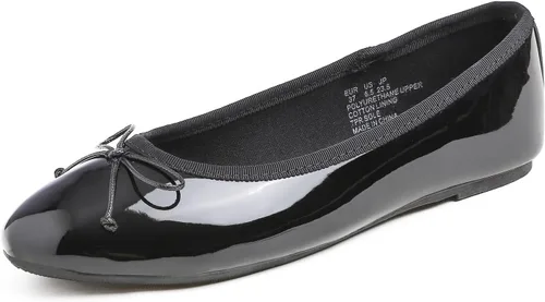 Vista 18 de FEVERSOLE Zapatos planos de ballet de patente para mujer, color macarrón colorido Beige