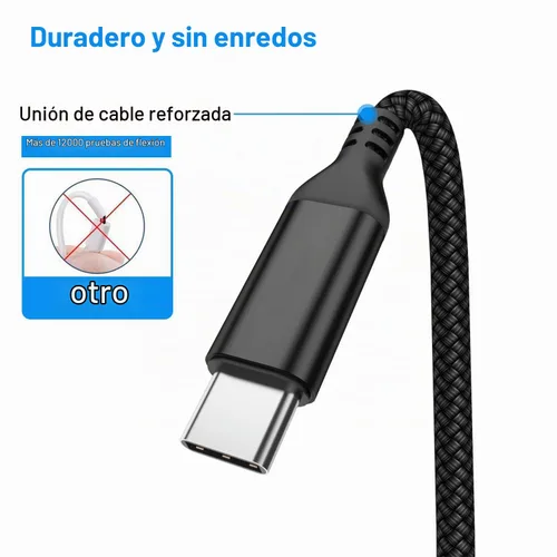 Vista 2 de Cable USB tipo C, paquete de 3 (10 pies+6.6 pies + 3.3 pies) USB A a USB-C 3.1A cable de carga rápida para iPhone 17 16 15 Pro Max Galaxy S25 FE S25