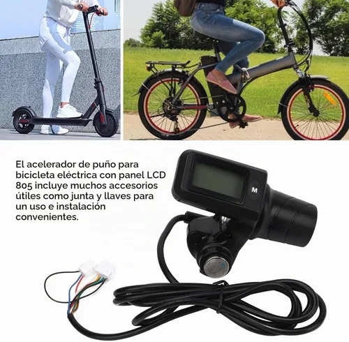 Vista 2 de Juego de empuñaduras de acelerador eléctrico, panel de visualización LCD, juego de agarre de acelerador para bicicleta con control de velocidad
