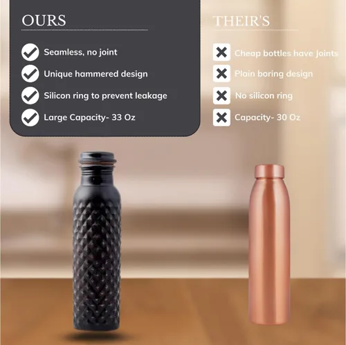 Vista 5 de STAGLIFE Botellas de agua de cobre para agua potable para hombres y mujeres, botella de agua ayurvédica de cobre puro, jarra para beber, dispensador