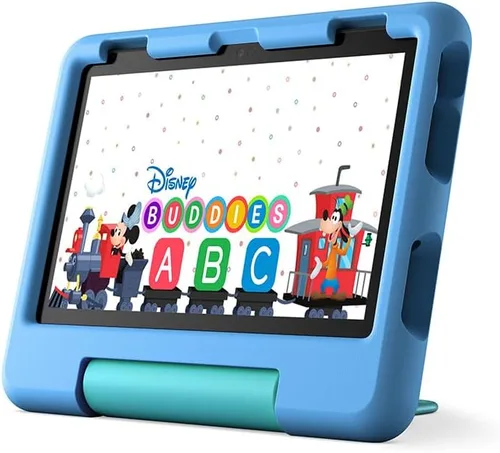 Vista 2 de Funda Amazon reforzada para niños para tablet Fire HD 8 (solo compatible con tablets de 12ª generación). Azul