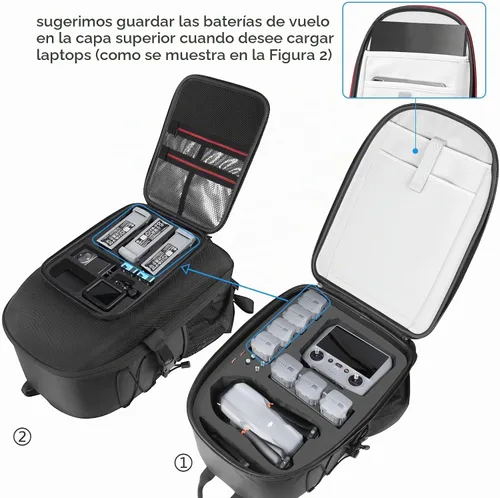 Vista 6 de Smatree Mochila profesional para DJI Air 3 Negro - Para DJI Air 3
