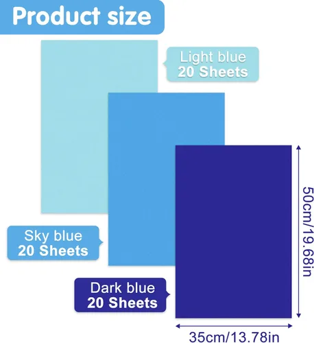Vista 3 de NEBURORA Juego de Papel de Regalo Azul Surtido de 60 Hojas Papel de Seda para Envolver 3 Colores para Regalos de Bricolaje Embalaje Pascua Baby