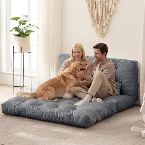 Vista 12 de Sofá cama plegable, silla convertible con almohada, colchón plegable con soporte para la espalda, silla plegable portátil, cama, cómodo sofá de piso
