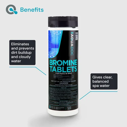 Vista 3 de AquaDoc Tabletas de bromo para spas y jacuzzis – 1.5 libras – Tabletas desinfectantes de bromo de 1 pulgada – Soporta agua limpia y clara