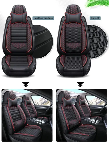 Vista 5 de Juego completo de fundas de asiento de automóvil, compatibles con V40 2000-2004 de 5 asientos, piel sintética, cobertura completa, fundas de asiento