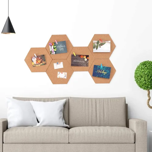 Vista 7 de HBlife - Tablón de anuncios autoadhesivo con diseño hexagonal de corcho, 10