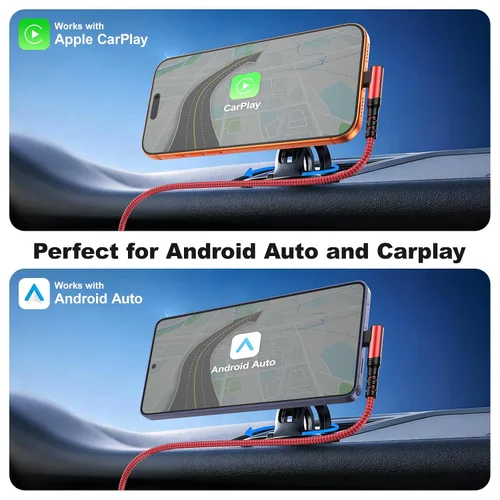 Vista 8 de Cable corto USB C a USB C de 60 W (1 pie, paquete de 3), cable USB-C trenzado de nailon de carga rápida en ángulo recto, cable de carga C de 90 Rojo