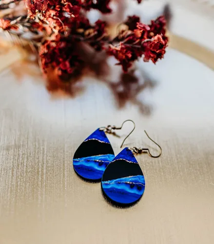 Vista 85 de Dangle Earrings for Women Colorful Dangling Drop Statement Jewelry Printed MDF Wood Teardrop Double Side Print Handmade by The Painted Pug