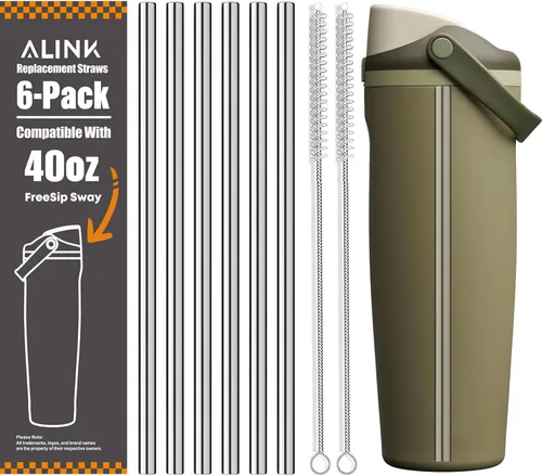 Vista 10 de ALINK Pajitas de acero inoxidable para botella de agua Owala FreeSip Sway de 30 onzas, paquete de 6 popotes de repuesto de metal reutilizables solo