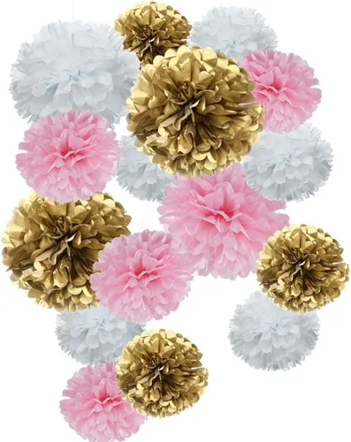 Vista 5 de Pompones de papel negro para fiestas (12 unidades)