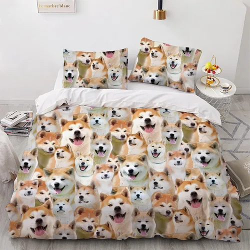 Vista 10 de Airedale Terrier - Juego de funda de edredón con estampado de cara de perro, juego de ropa de cama de 3 piezas, juego de funda de edredón suave