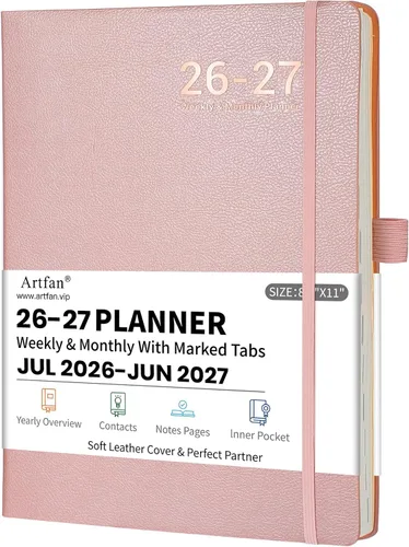 Vista 14 de Agenda 2026 – Agenda semanal y mensual 2026, enero de 2026 a diciembre de 2026, 8.5 x 11 pulgadas, cubierta de cuero 2026 con papel grueso, bolsillo