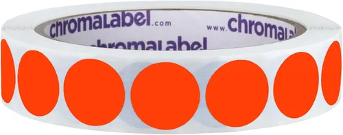 Vista 29 de ChromaLabel Kit de puntos verdes y amarillos fluorescentes con código de color extraíble de 3/4 pulgadas, 2 rollos, 1000/rollo