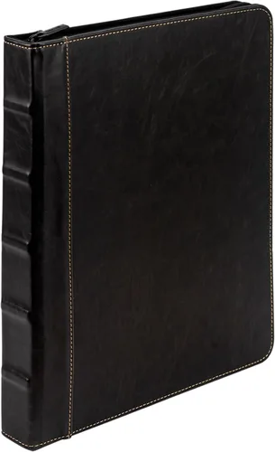 Vista 16 de Samsill Carpeta de cuero vintage con 3 anillos redondos de 0.5 pulgadas (100 hojas), documentos de 8.5 x 11 pulgadas, organizador profesional, Negro