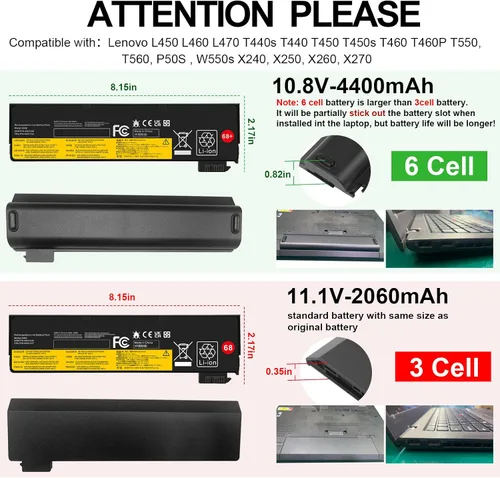 Vista 6 de Fancy Buying 0C52861 0C52862 Batería para Lenovo Thinkpad L450 L460 L470 T440 T440s T450 T450s T460 T460P T470P T550 T560 K2450 S440 S540 S544 32