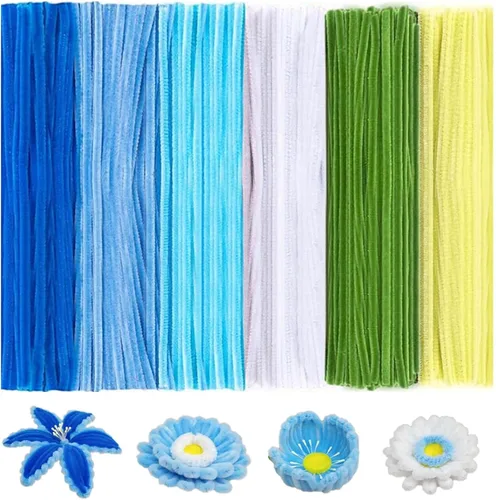 Vista 15 de Limpiapipas pastel, 500 unidades, 10 tallos de chenilla surtidos para manualidades Esquema de color de caramelo de macaron